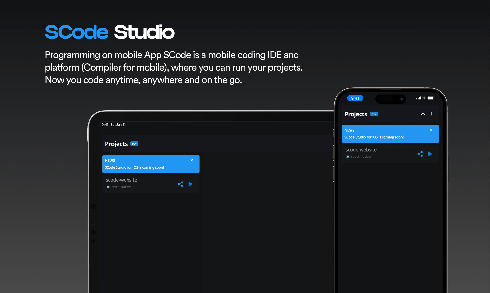 startuptile SCode Studio - On the go Compiler/IDE-Programming on mobile App/ Mobile coding IDE and platform