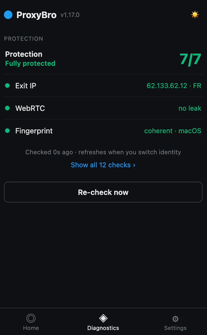 Proxy Manager - 1 identity per account.  screenshot 3