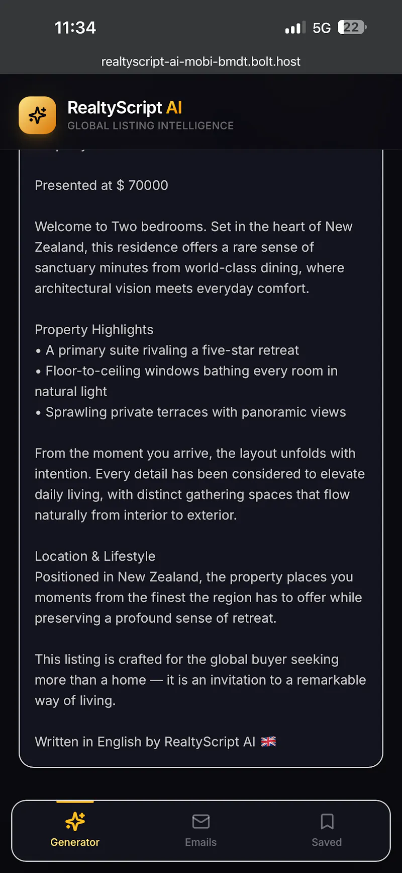 RealtyScript AI screenshot 2