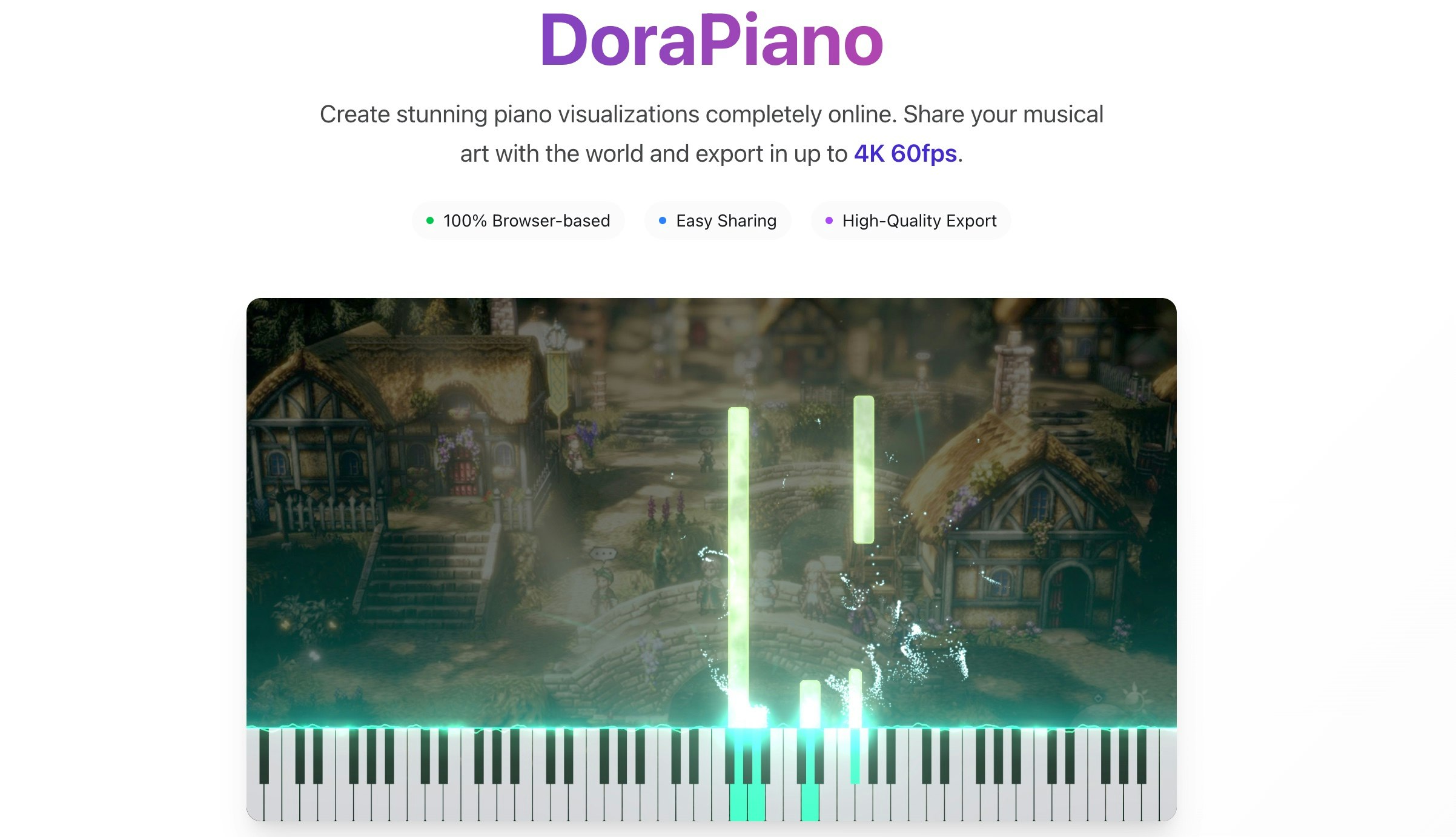 DoraPiano - Crea hermosas visualizaciones de piano en línea media 2