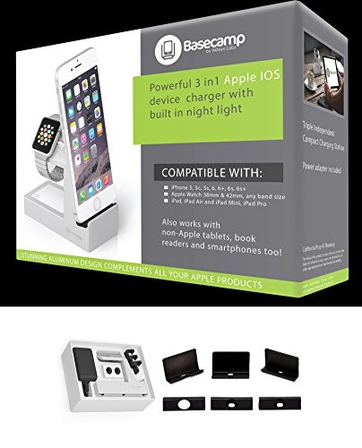 Basecamp Apple Watch Charger with Nightlight and iPhone/iPad ports gallery image