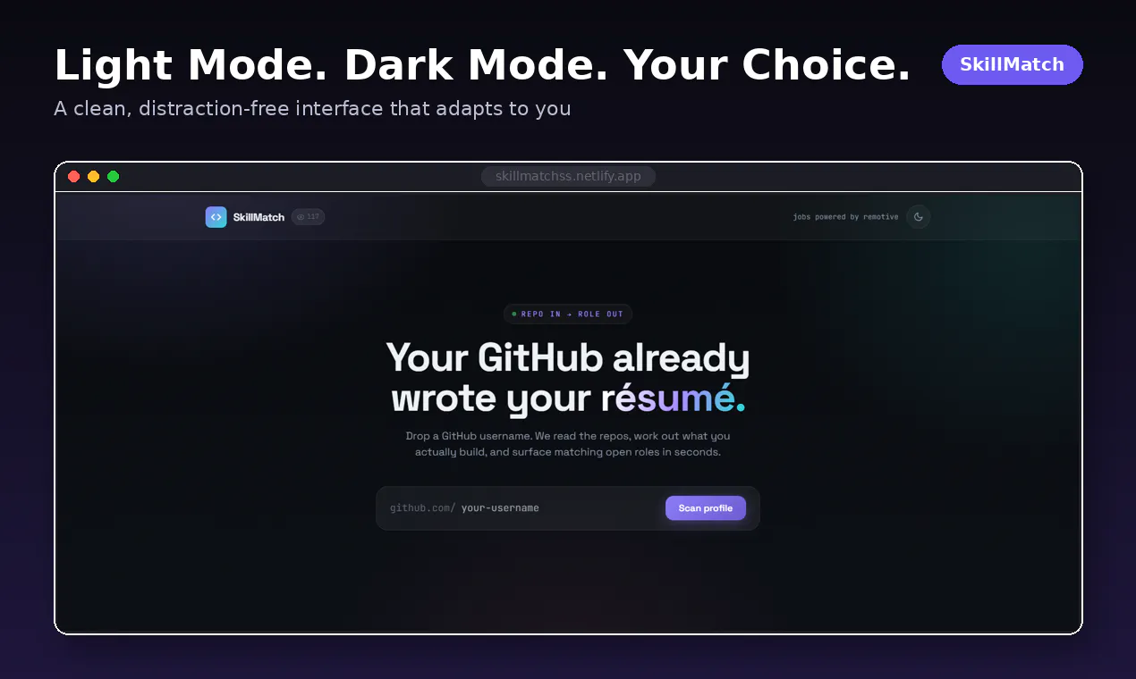 SkillMatch — Find Jobs From Your GitHub gallery image