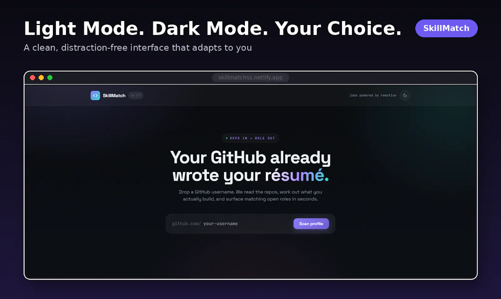 SkillMatch — Find Jobs From Your GitHub screenshot 2