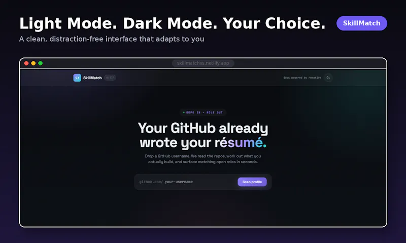 SkillMatch — Find Jobs From Your GitHub screenshot 2