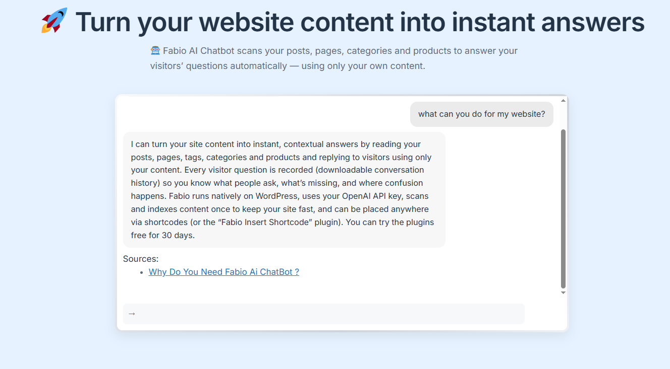 Fabio AI Chatbot gallery image