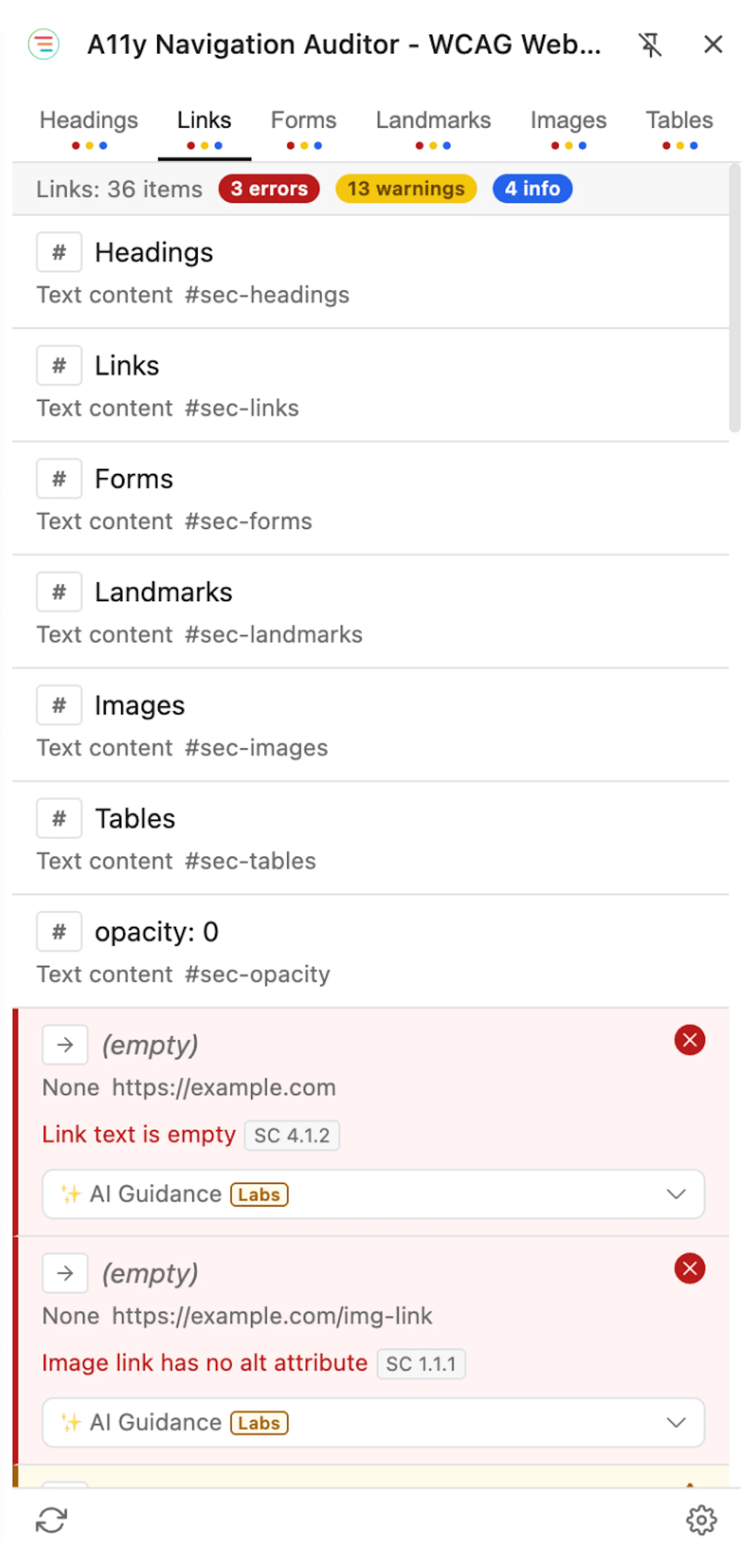 A11y Navigation Auditor screenshot 4