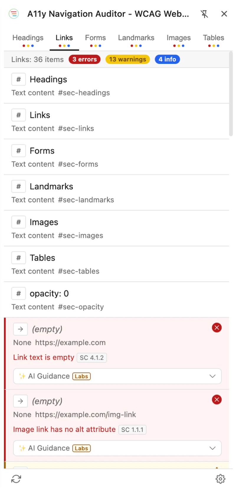 A11y Navigation Auditor screenshot 4