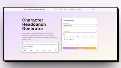 Headcanon Generator - aiHeadcanon.com gallery image