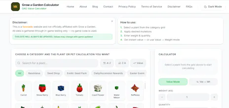 Grow a Garden Calculator gallery image
