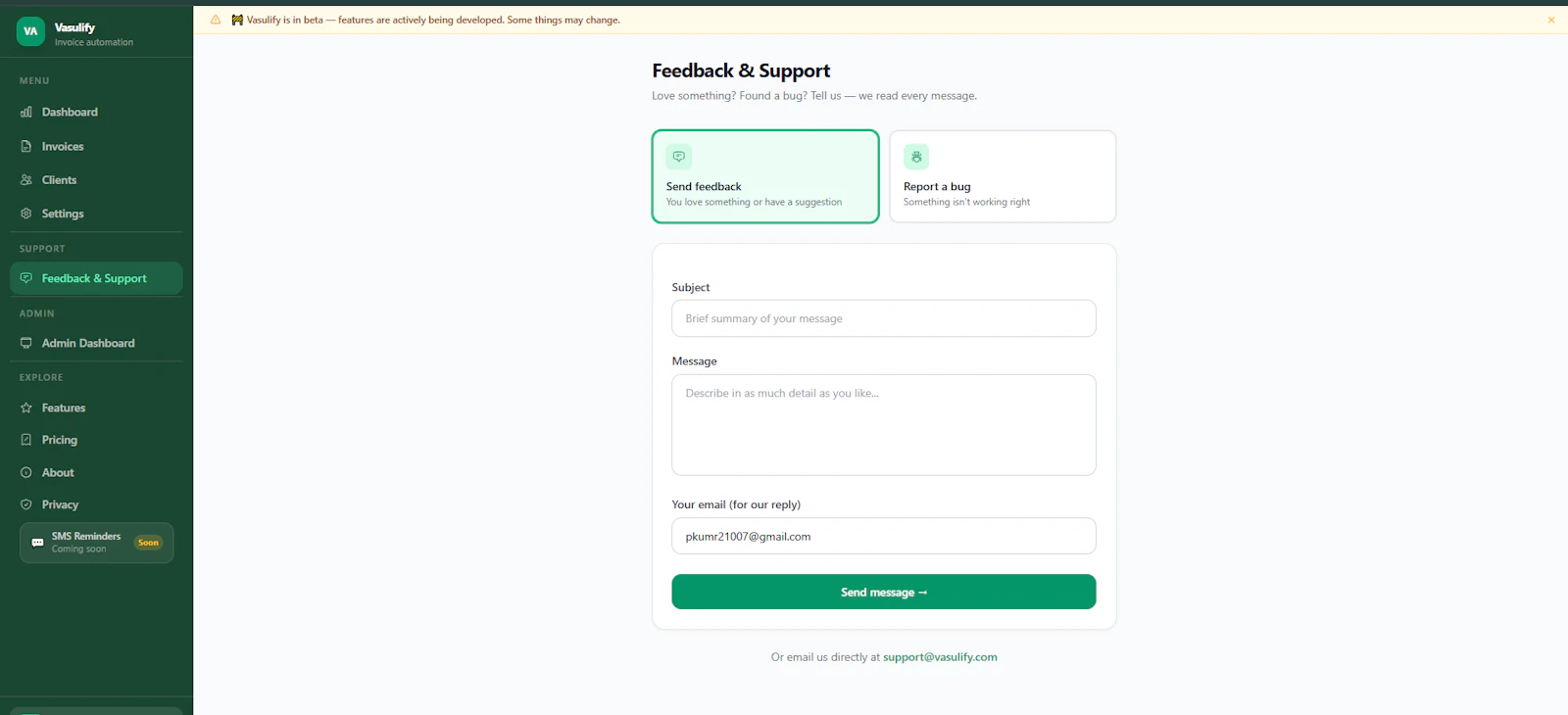 vasulify: Automated Invoicing screenshot 1