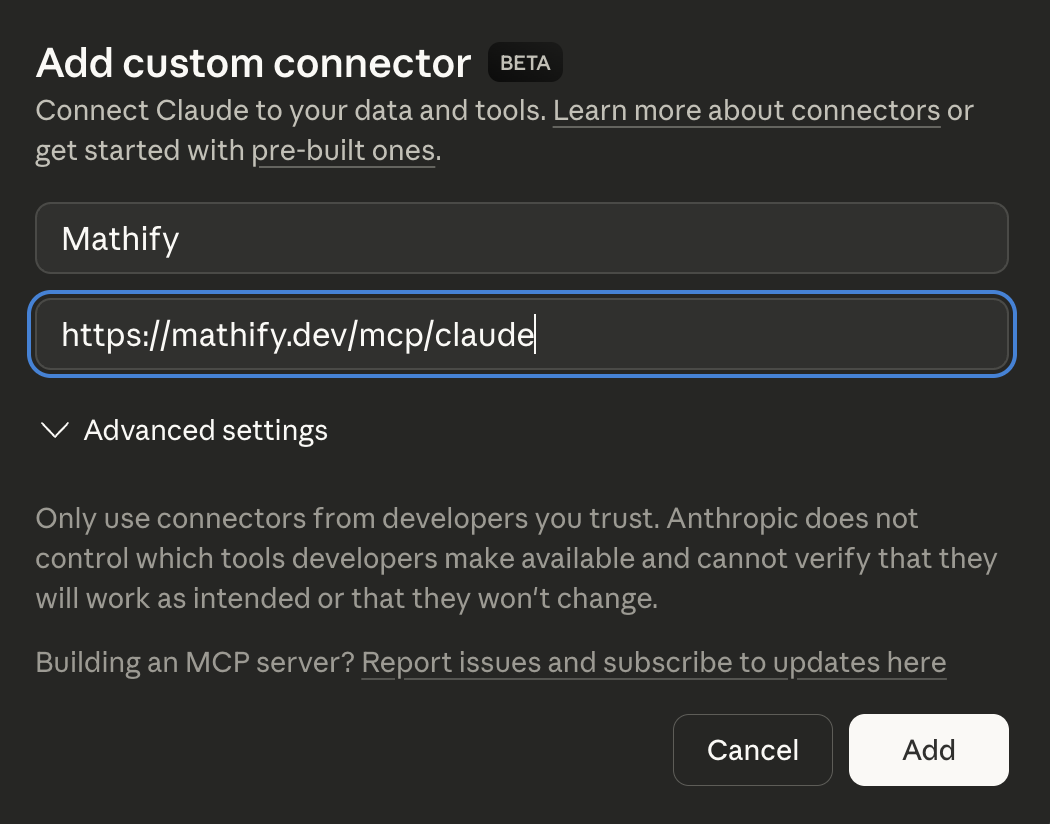 Mathify Claude Connector  gallery image
