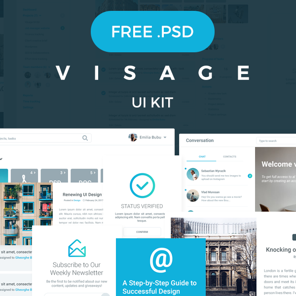 Visage Free UI Kit | 70+ Elements