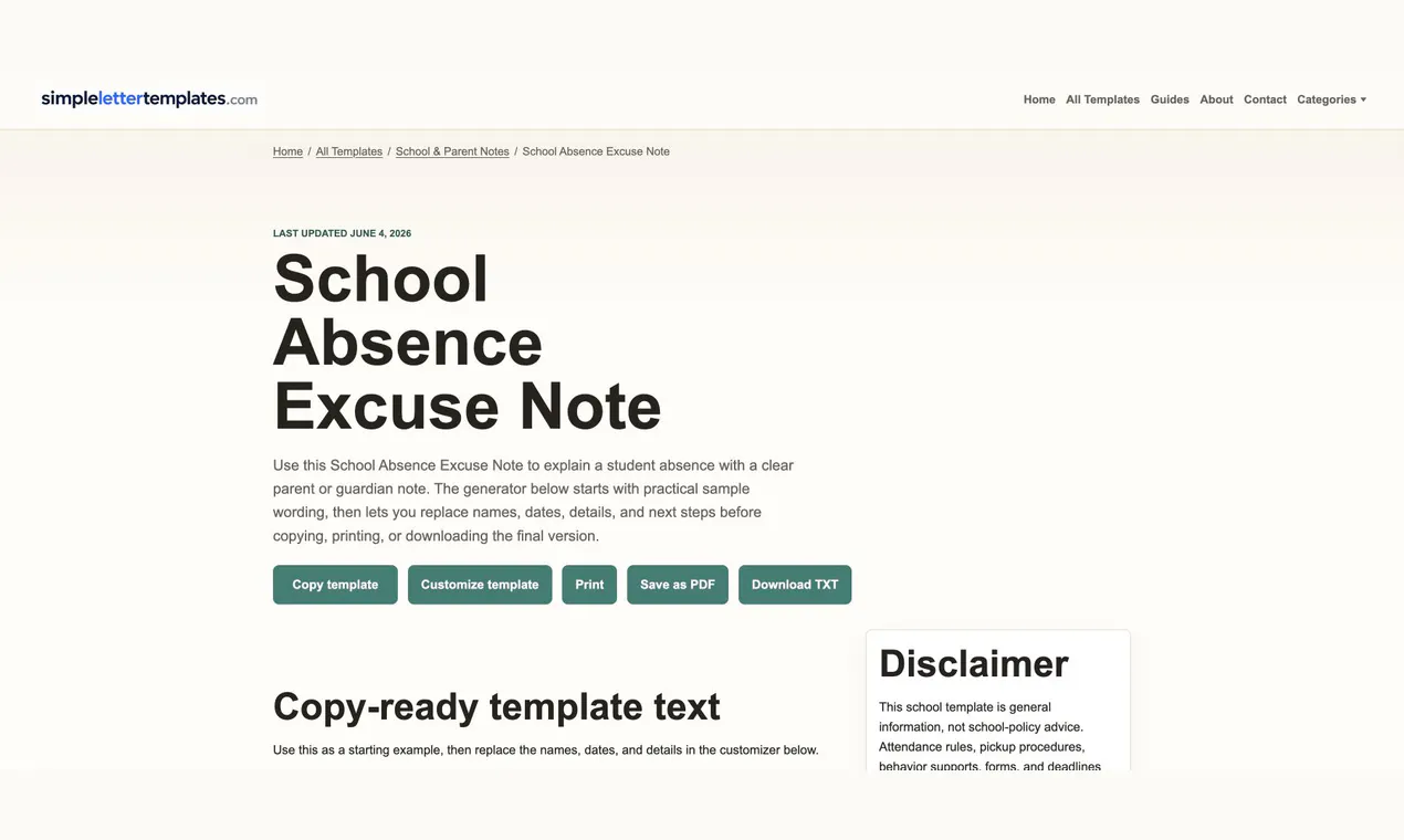 Simple Letter Templates screenshot