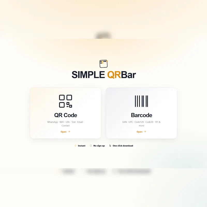 SIMPLE QRBar — QR & Barcode Generator screenshot 2