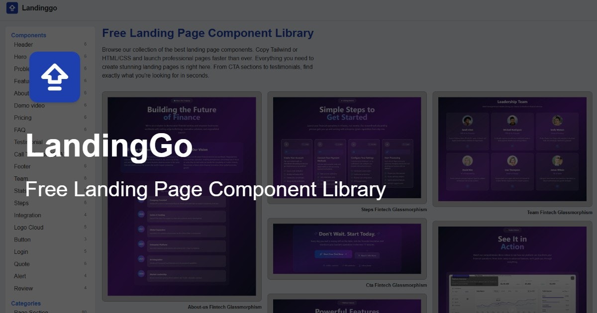 Média atterrissage - Bibliothèque de composants de page de destination 1