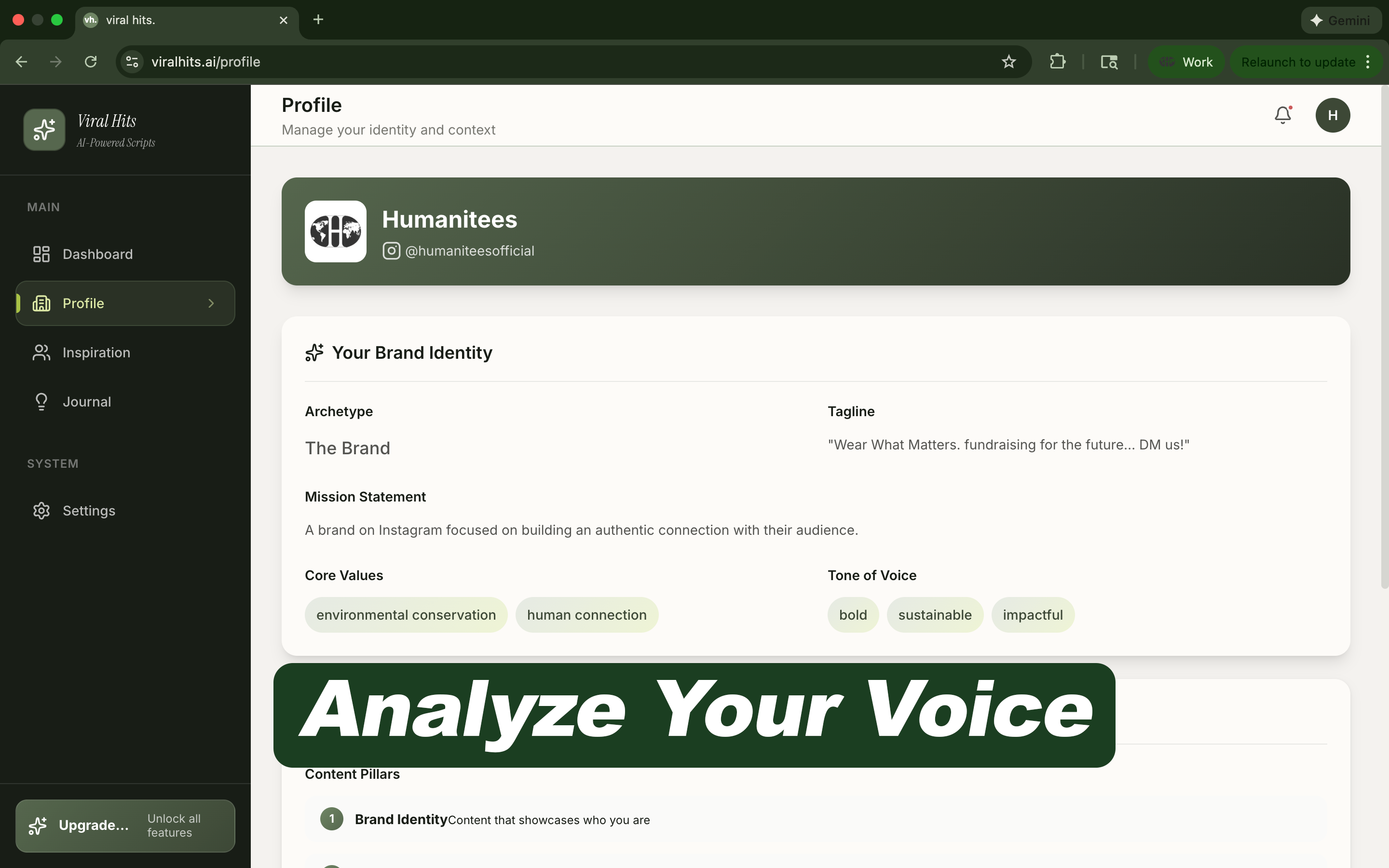 viral hits. - Main product screenshot demonstrating key features and user interface