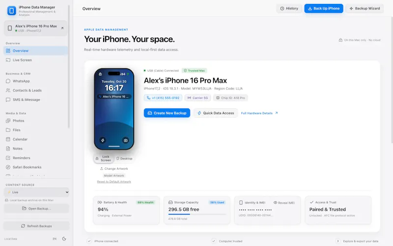 iPhone Data Manager screenshot 1