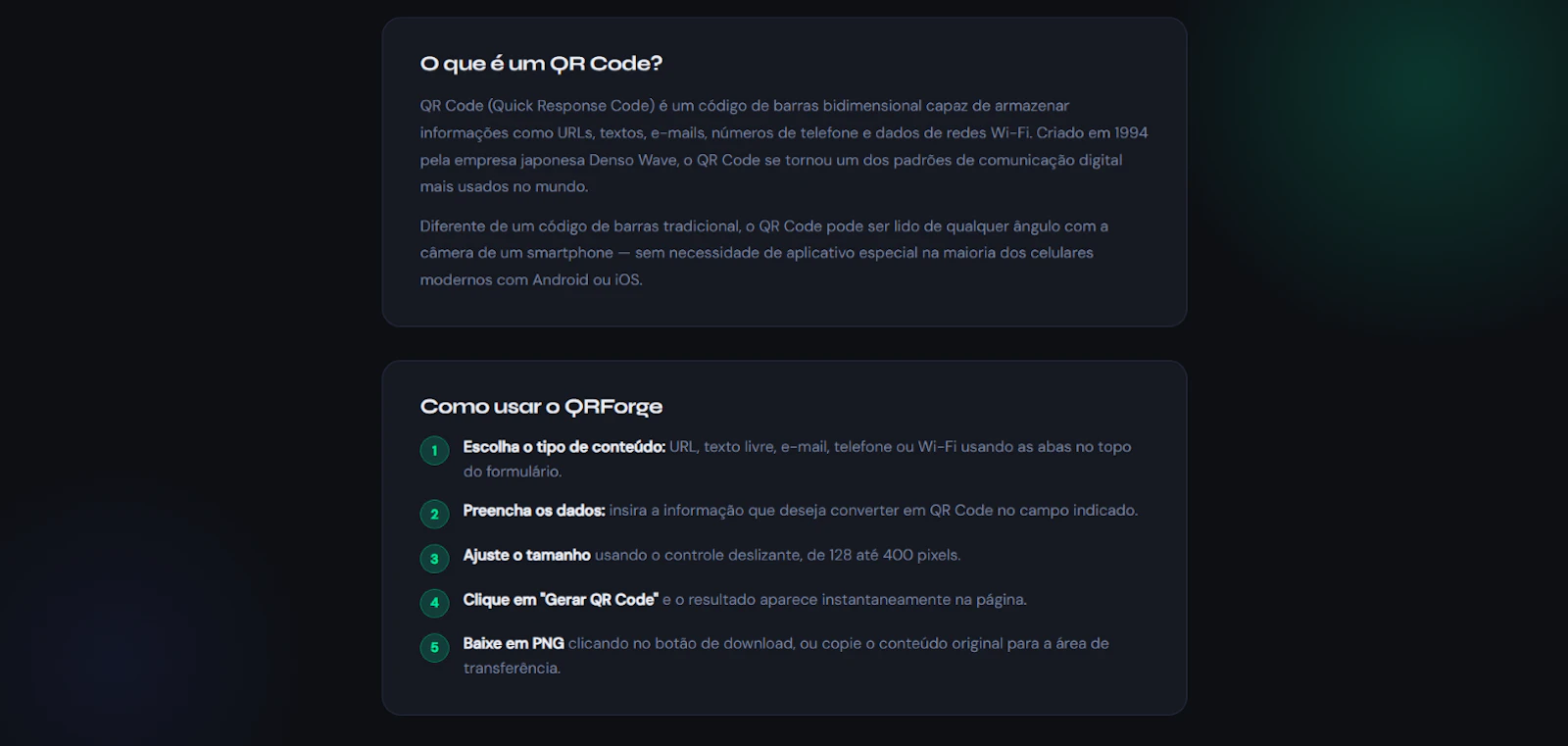 QRForge — Gerador de QR Code Gratuito screenshot 3