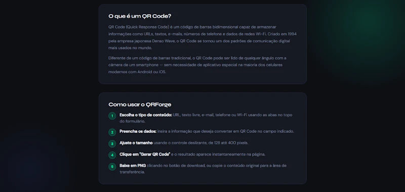QRForge — Gerador de QR Code Gratuito screenshot 3