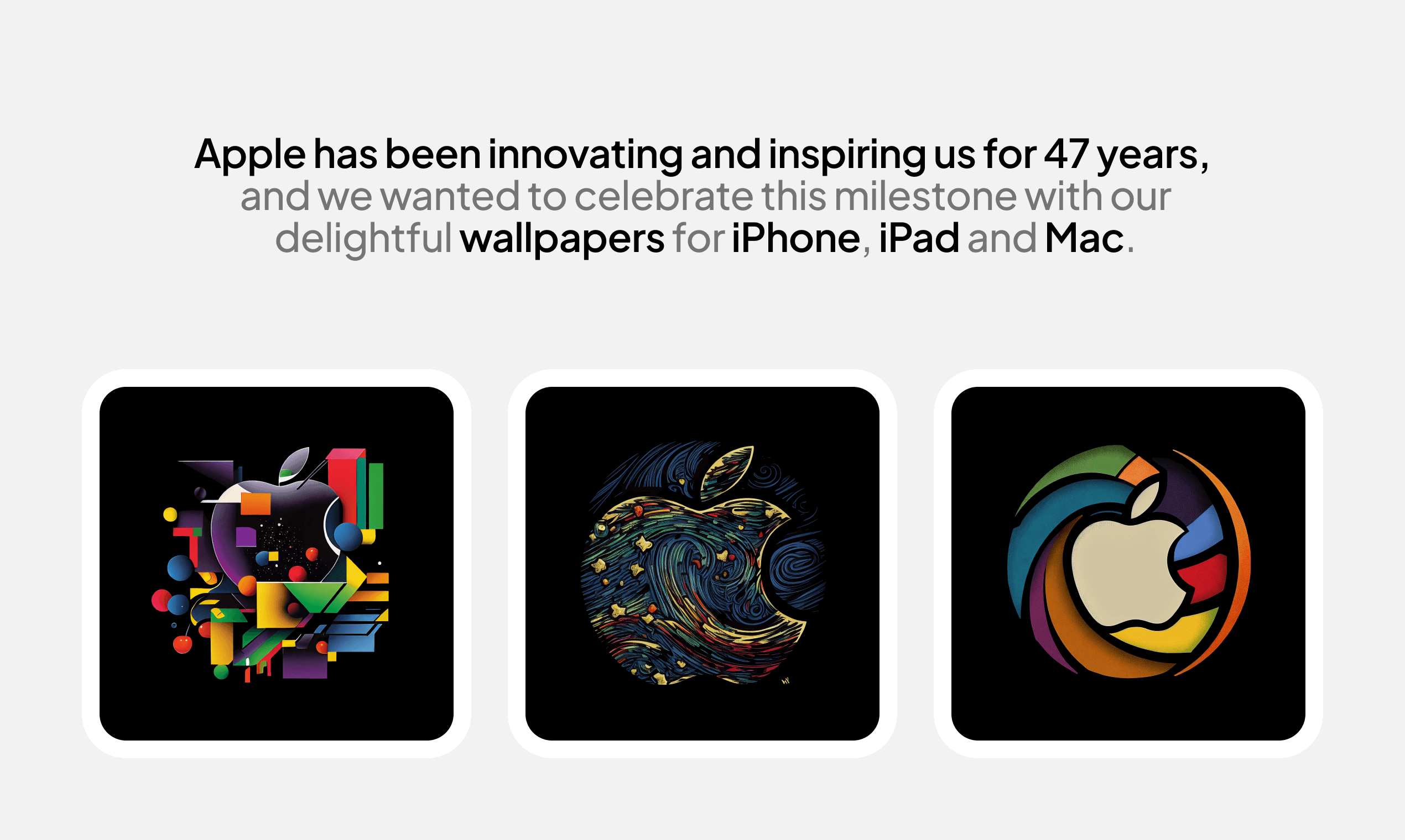 Gelukkige verjaardag, Apple! - 47 heerlijke achtergronden voor de jubileum van de 47e Apple media 2
