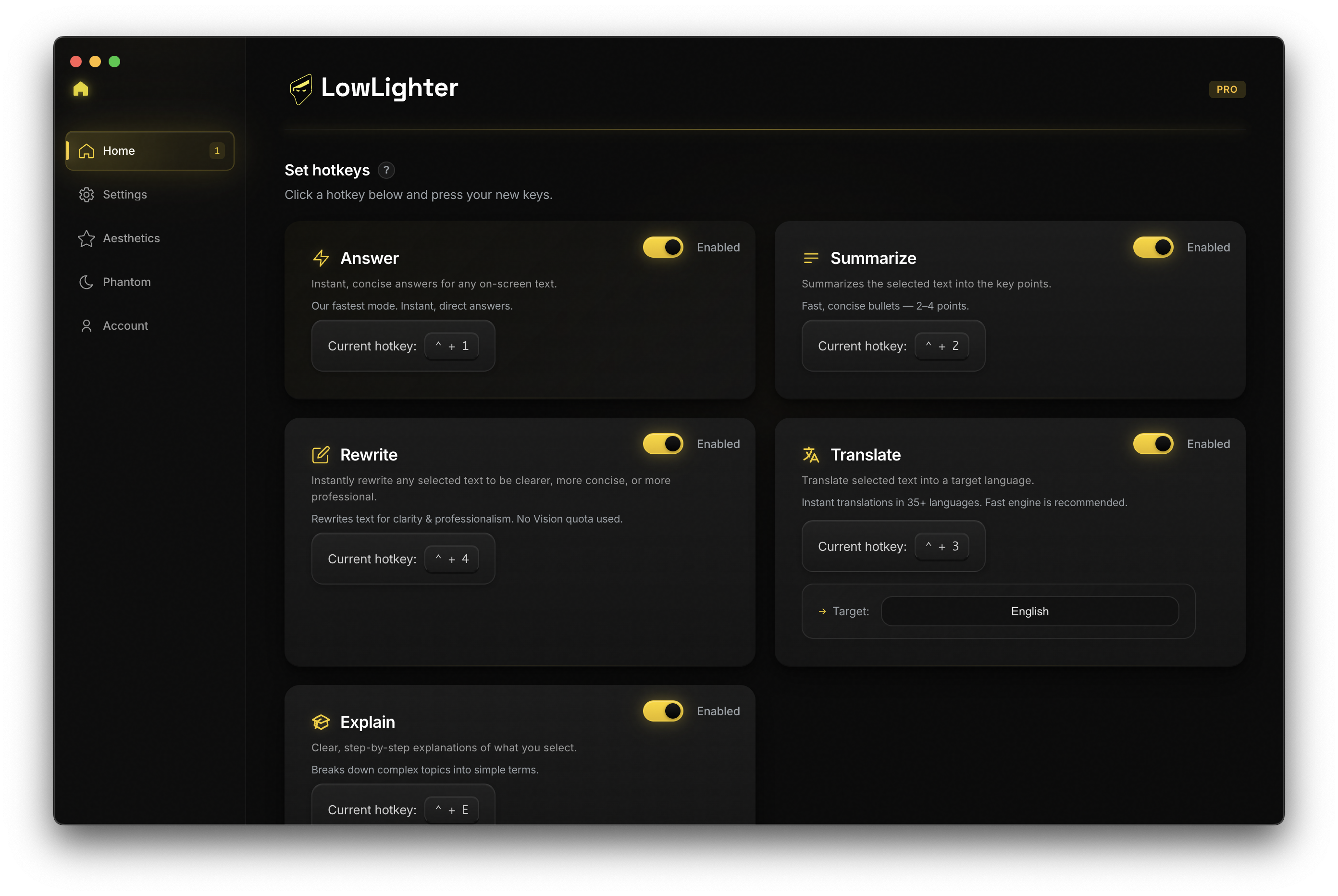 LowLighter - Main product screenshot demonstrating key features and user interface