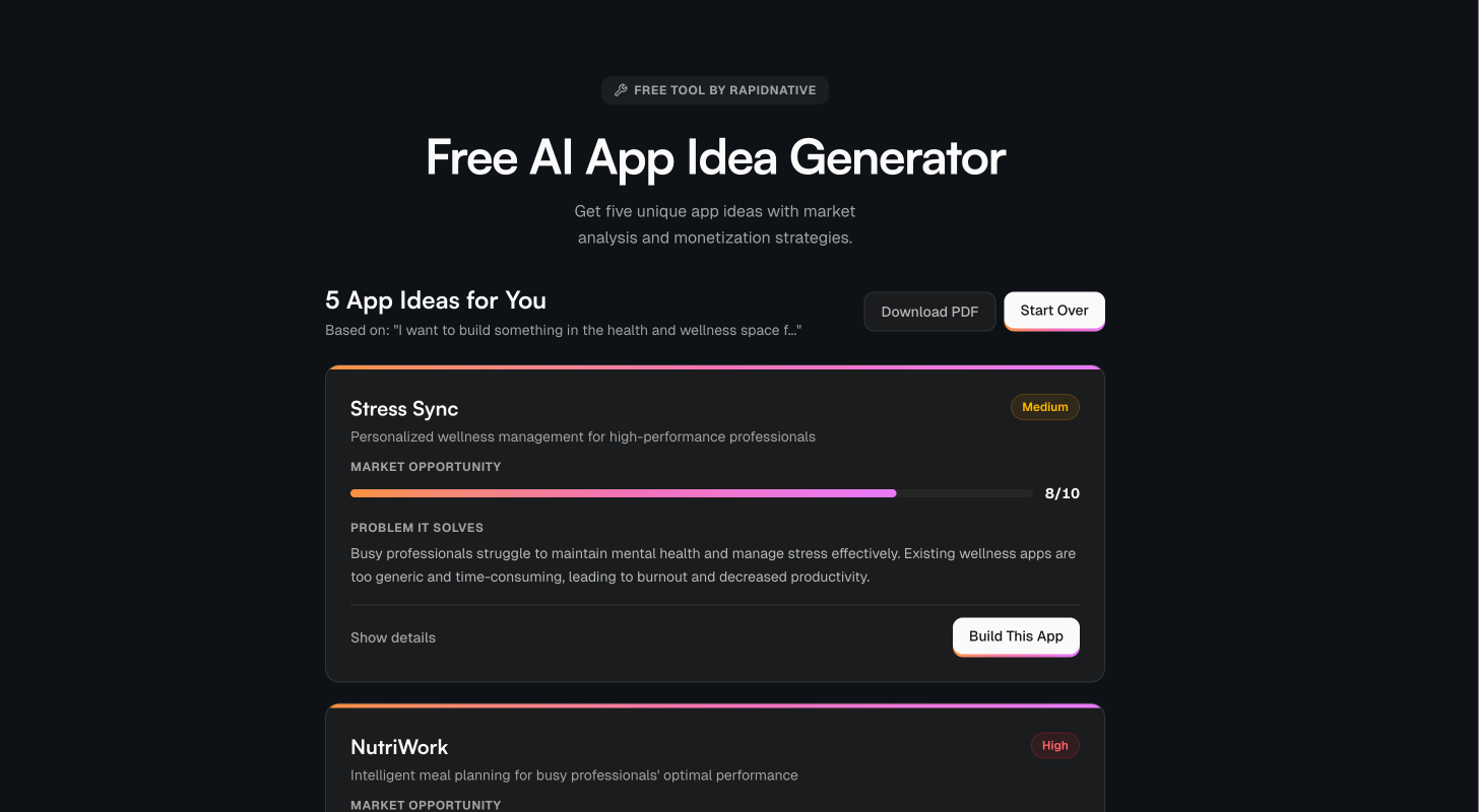 RapidNative free tools gallery image