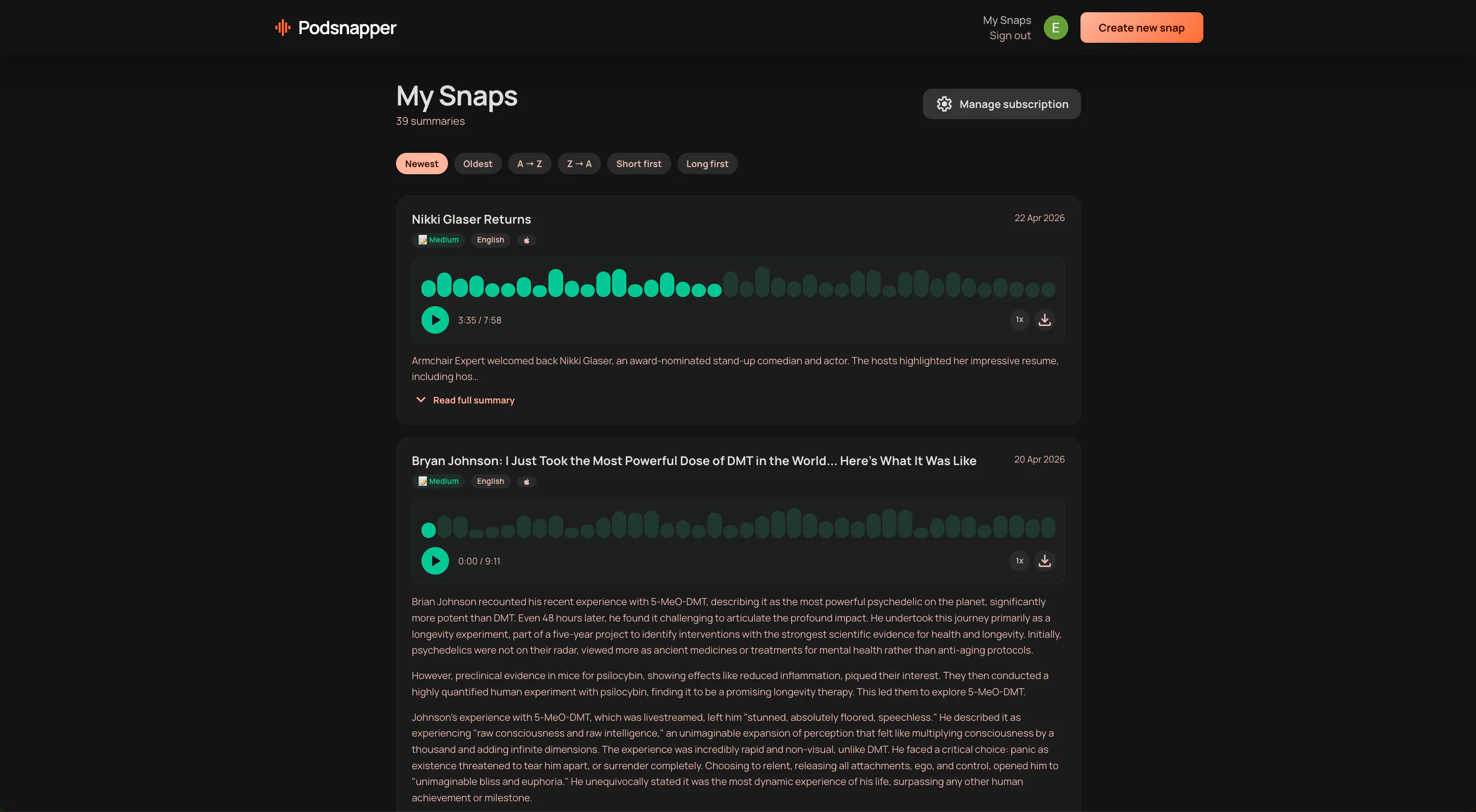 Podsnapper gallery image