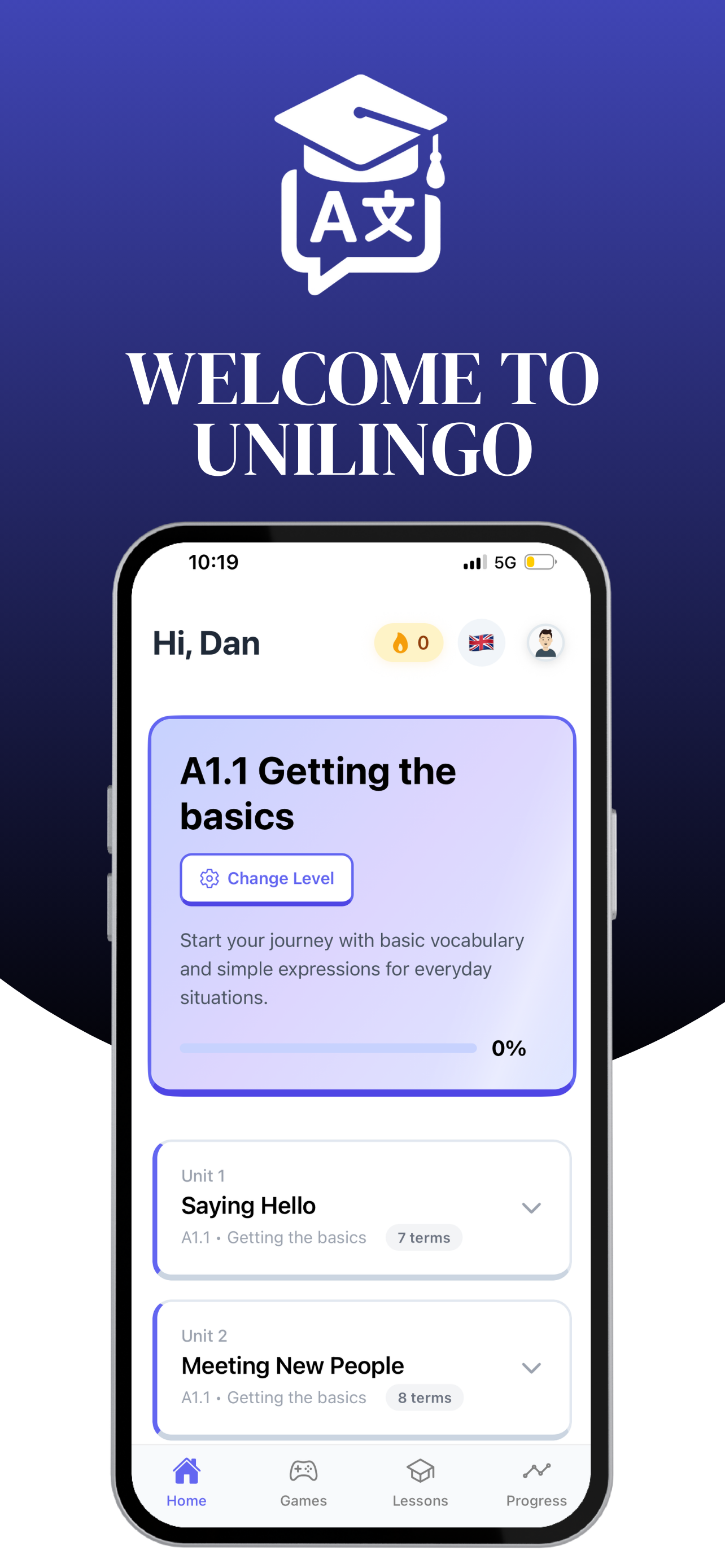 UniLingo - Main product screenshot demonstrating key features and user interface