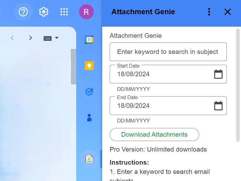 Media Gmail lampiran Genie - Secara automatik menggerakkan semua lampiran yang berkaitan dengan kata kunci 2