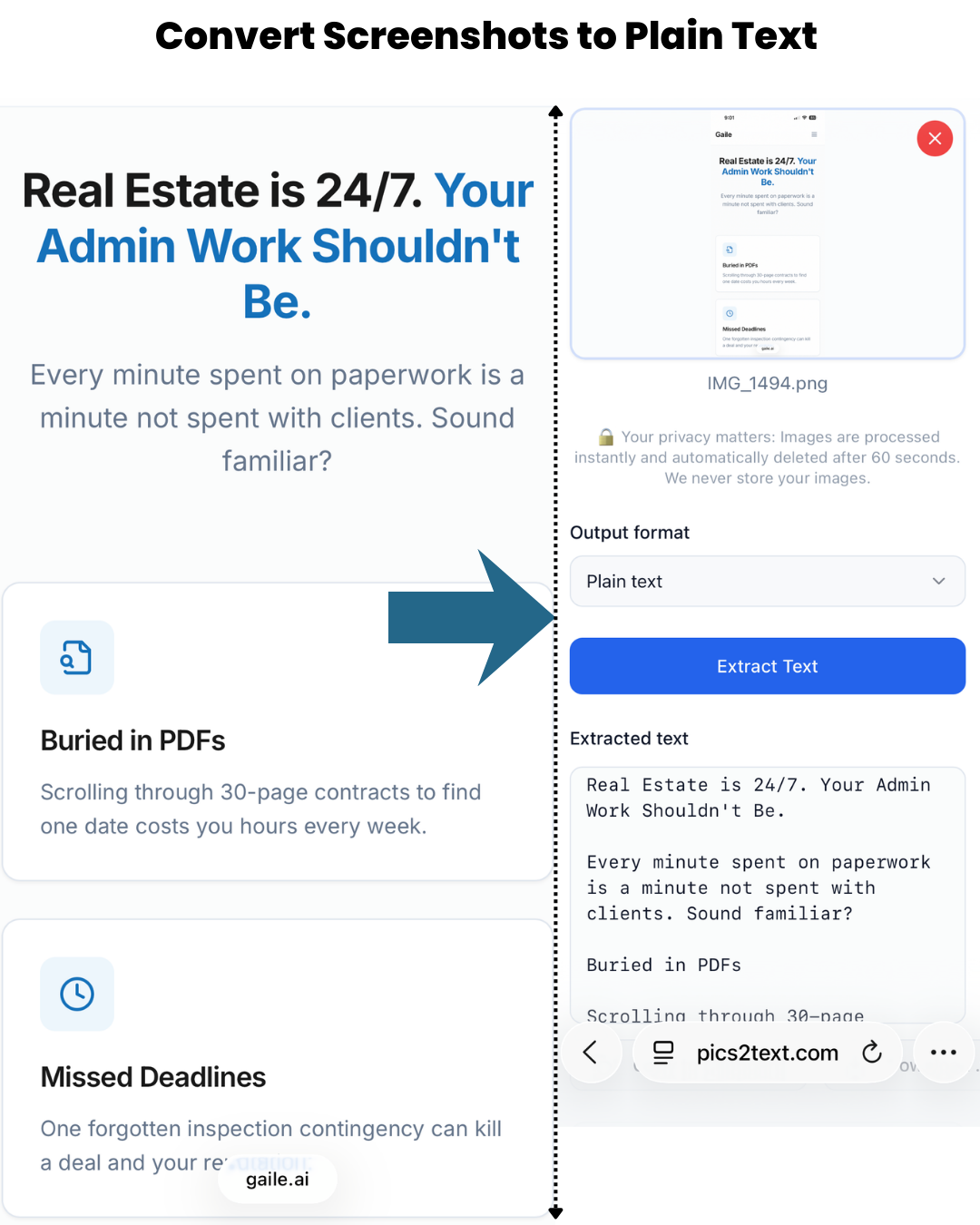 Pics2Text - Screenshot 2 showing product features and functionality