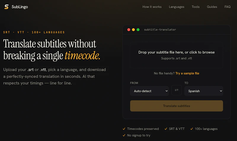 SubLingo — Online Subtitle Translator screenshot 2
