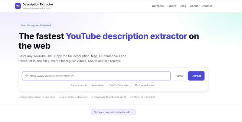 YT Description Extractor screenshot 2