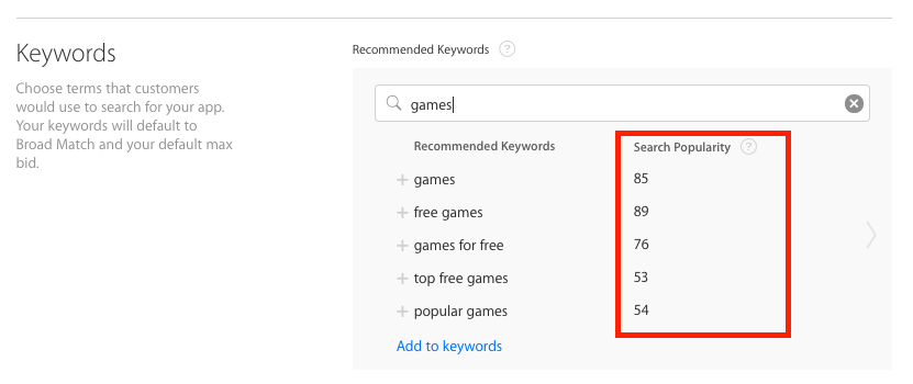 Search Popularity for Apple Search Ads (ASO) gallery image