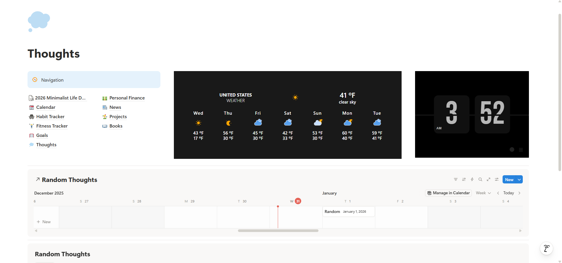 Minimalist Life Dashboard gallery image