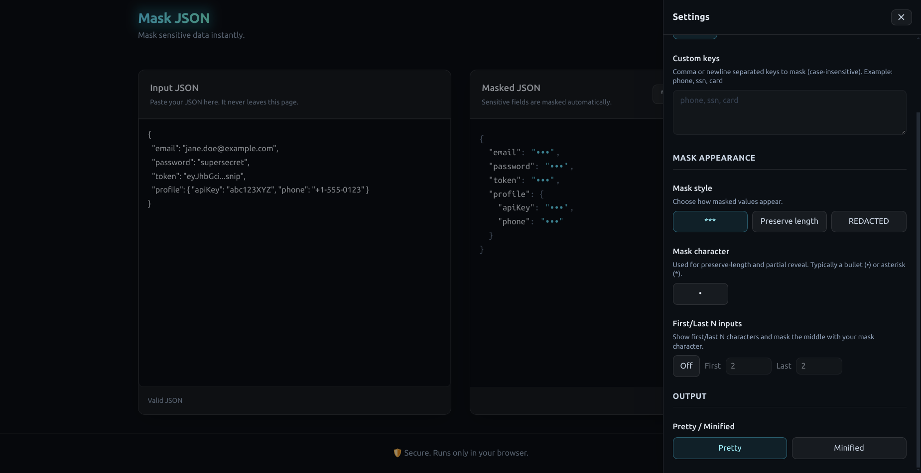 Maskjson - JSON'da Hassas Alanlar Maske Anında medya 3