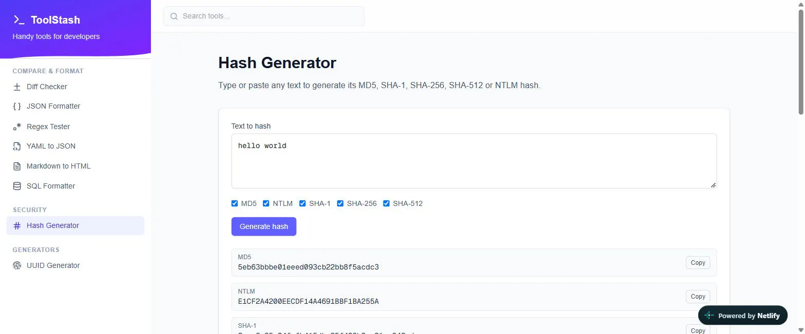 ToolStash — Free Online Developer Tools gallery image