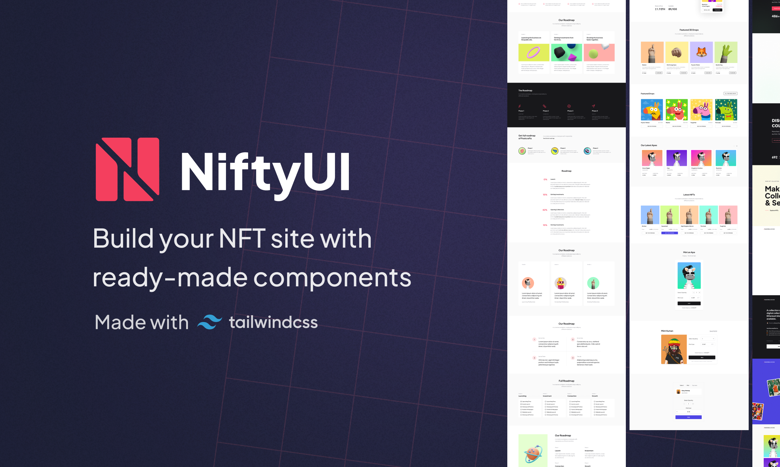멋진 UI - Tailwind CSS 용 NFT 민트 및 마켓 플레이스 UI 키트 미디어 1