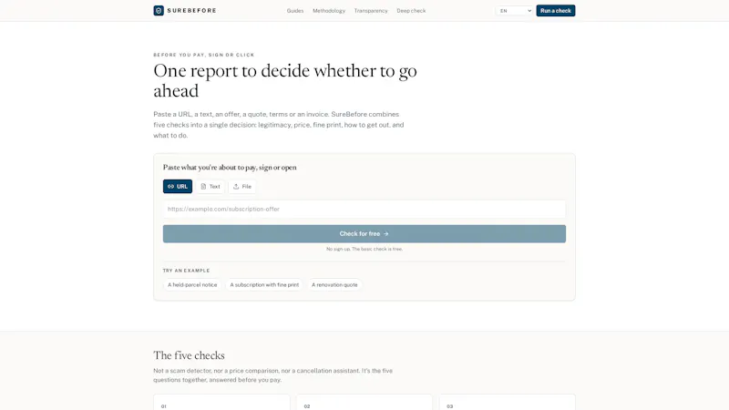 SureBefore screenshot 1