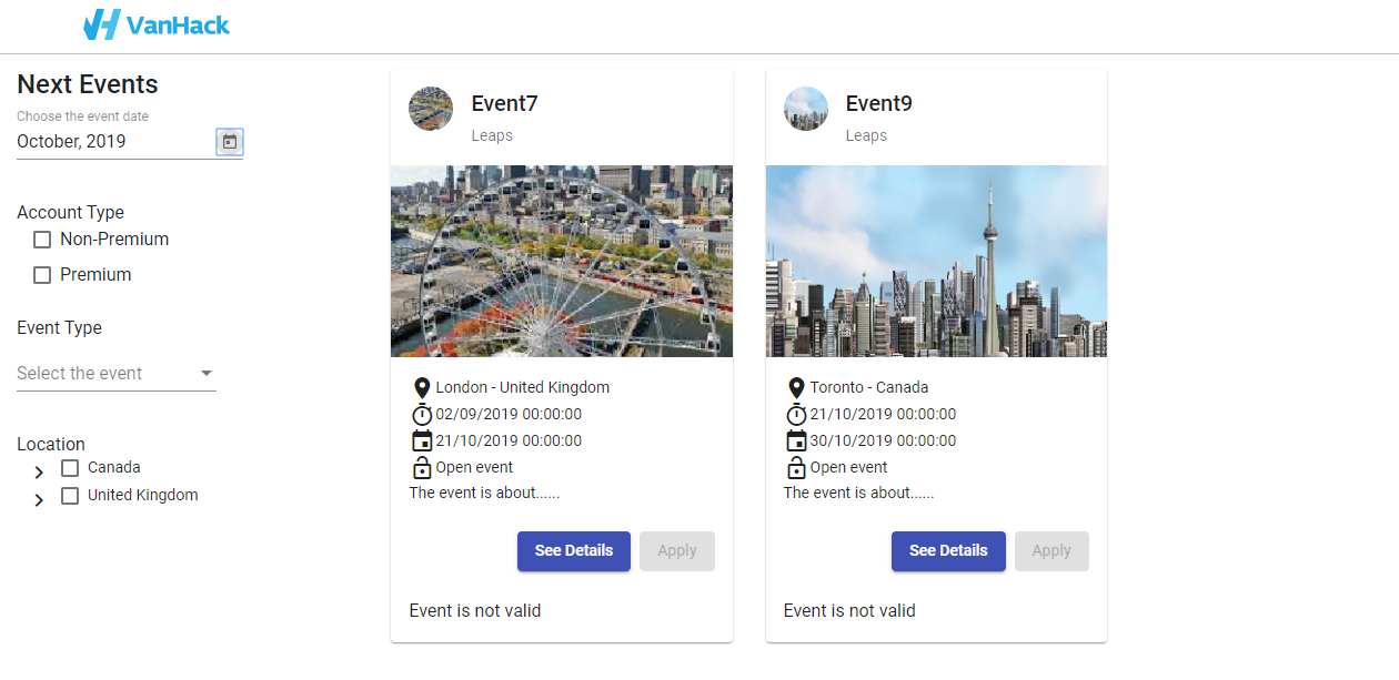 VanHackathon - Calendar Page gallery image