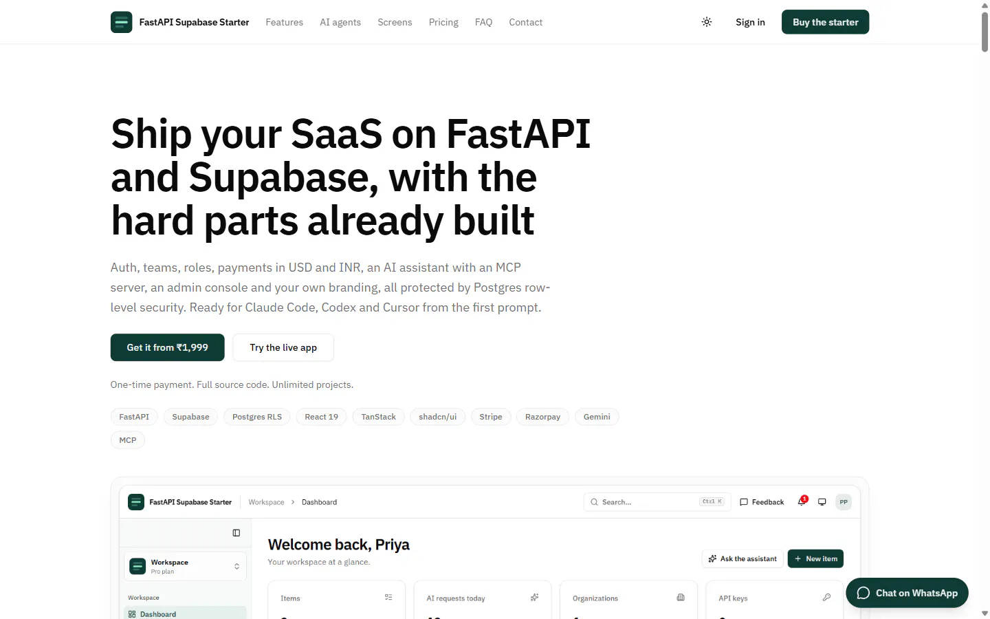 FastAPI Supabase Starter gallery image