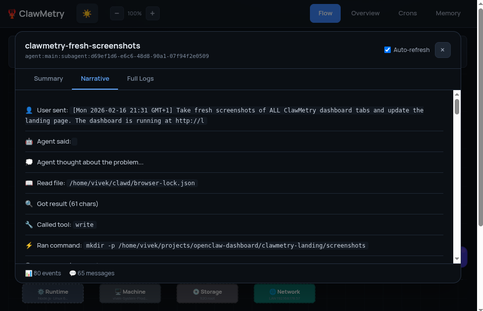 ClawMetry for OpenClaw gallery image
