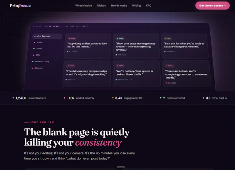 The Content Vault — Prinfluence screenshot 2