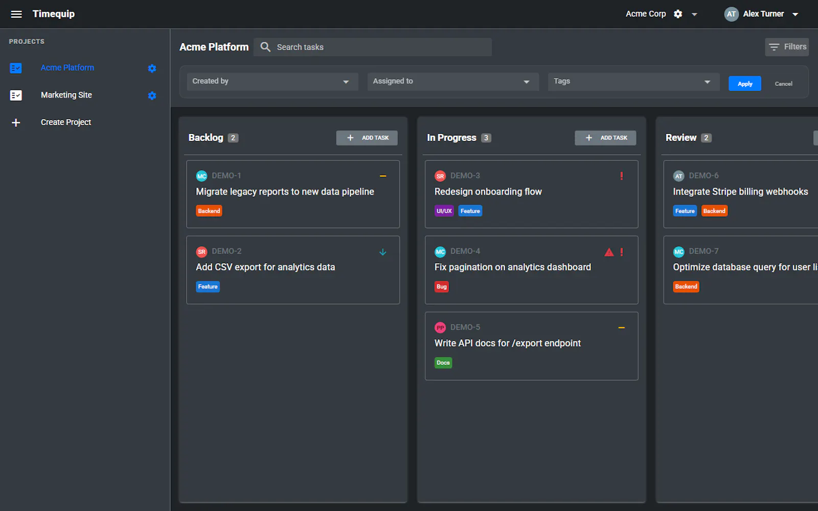 Timequip screenshot 2