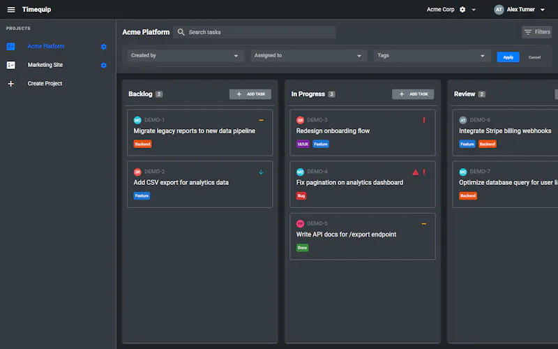 Timequip screenshot 2