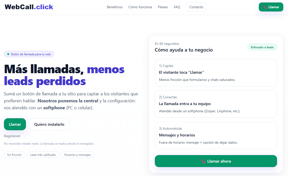 Webcall.click - Screenshot 3 showing product features and functionality