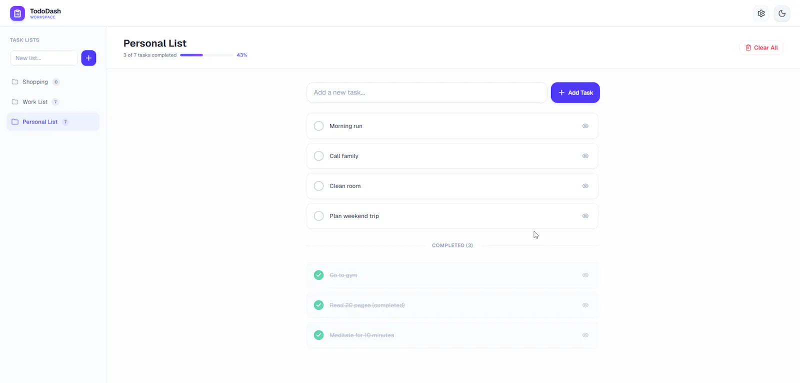 TodoDash screenshot 1