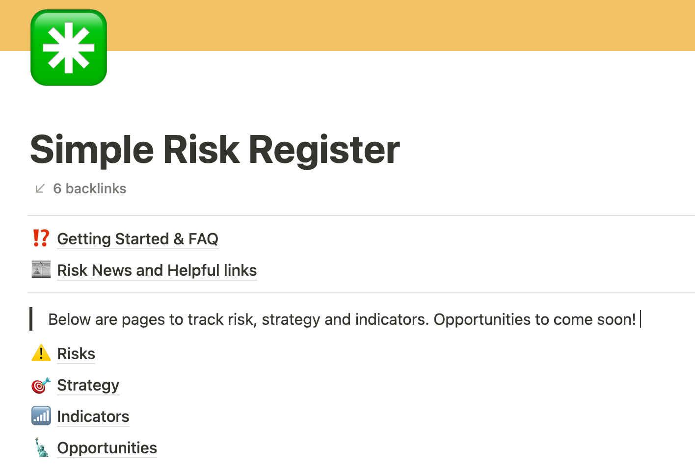 Simple Risk Register - Notion Template