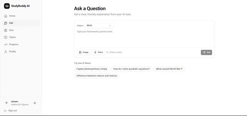 StudyBuddyAI screenshot 2