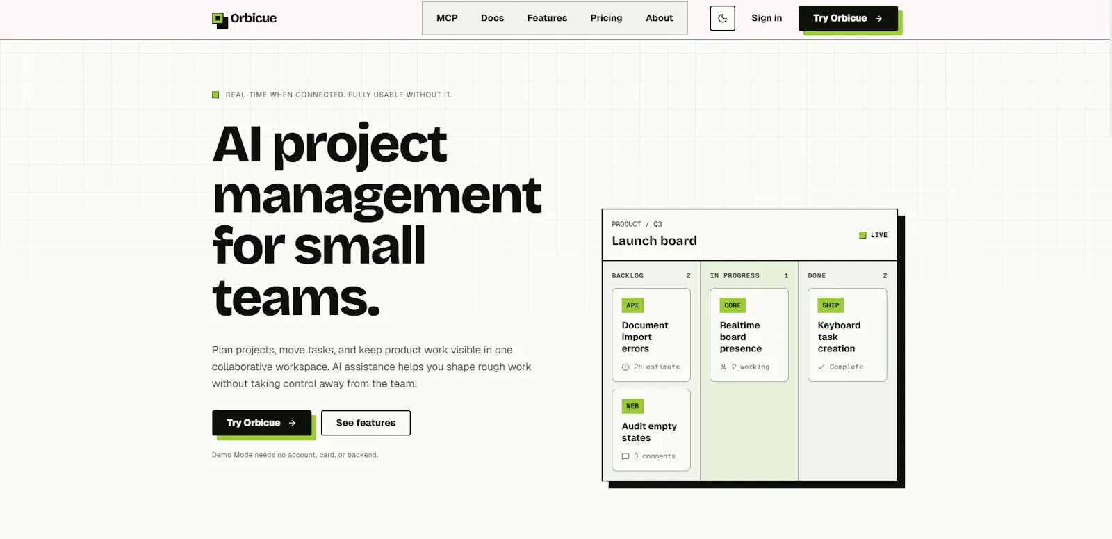 Orbicue, tasks that know your codebase screenshot 2