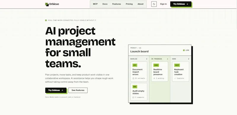 Orbicue, tasks that know your codebase screenshot 2